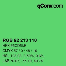 カラーコード: RGB 92 213 110 | qconv.com
