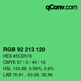 カラーコード: RGB 92 213 120 | qconv.com
