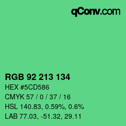 カラーコード: RGB 92 213 134 | qconv.com