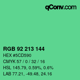 カラーコード: RGB 92 213 144 | qconv.com