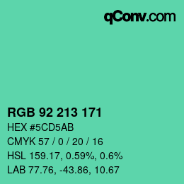 カラーコード: RGB 92 213 171 | qconv.com
