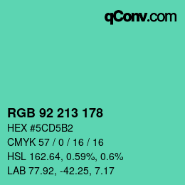 Color code: RGB 92 213 178 | qconv.com