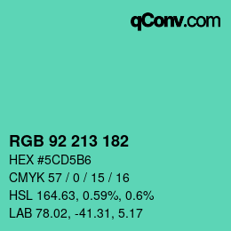 Color code: RGB 92 213 182 | qconv.com