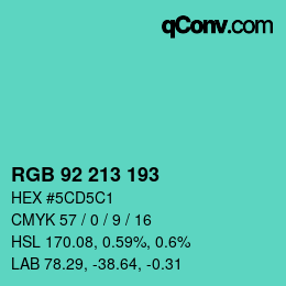カラーコード: RGB 92 213 193 | qconv.com