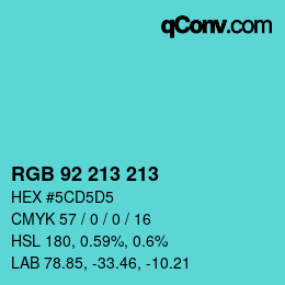 カラーコード: RGB 92 213 213 | qconv.com