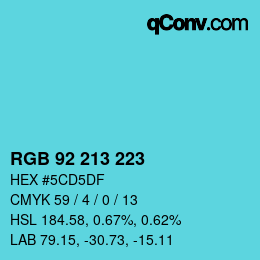 Color code: RGB 92 213 223 | qconv.com