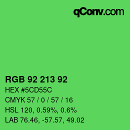 カラーコード: RGB 92 213 92 | qconv.com
