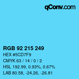 Color code: RGB 92 215 249 | qconv.com