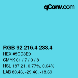 カラーコード: RGB 92 216.4 233.4 | qconv.com