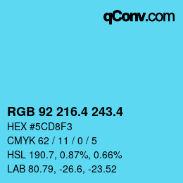 カラーコード: RGB 92 216.4 243.4 | qconv.com