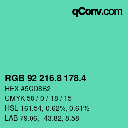 カラーコード: RGB 92 216.8 178.4 | qconv.com