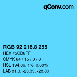 カラーコード: RGB 92 216.8 255 | qconv.com