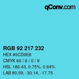 Color code: RGB 92 217 232 | qconv.com