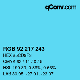 Color code: RGB 92 217 243 | qconv.com