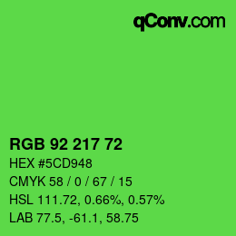 Color code: RGB 92 217 72 | qconv.com