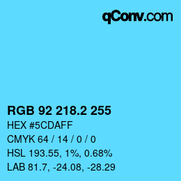 カラーコード: RGB 92 218.2 255 | qconv.com
