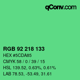 カラーコード: RGB 92 218 133 | qconv.com