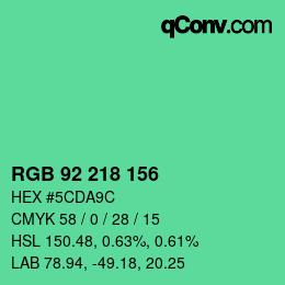 カラーコード: RGB 92 218 156 | qconv.com