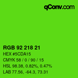 カラーコード: RGB 92 218 21 | qconv.com