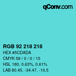 Color code: RGB 92 218 218 | qconv.com