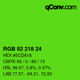 カラーコード: RGB 92 218 24 | qconv.com