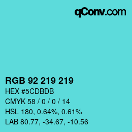 Color code: RGB 92 219 219 | qconv.com