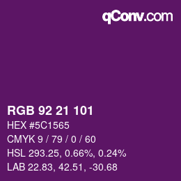 Farbcode: RGB 92 21 101 | qconv.com