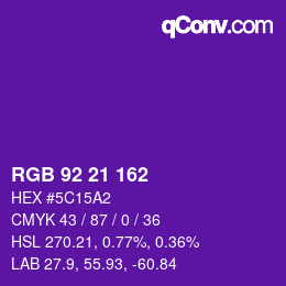 Color code: RGB 92 21 162 | qconv.com