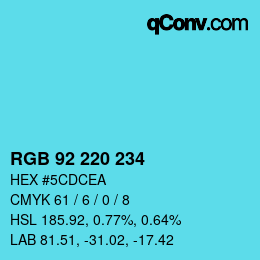 Color code: RGB 92 220 234 | qconv.com