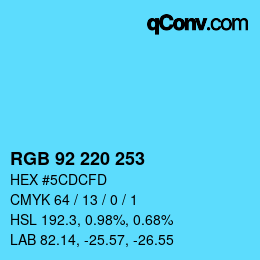 カラーコード: RGB 92 220 253 | qconv.com