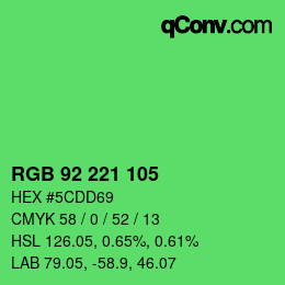 カラーコード: RGB 92 221 105 | qconv.com