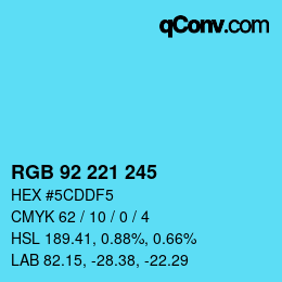 Color code: RGB 92 221 245 | qconv.com