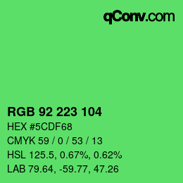 Color code: RGB 92 223 104 | qconv.com