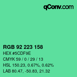 Color code: RGB 92 223 158 | qconv.com