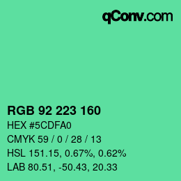 Color code: RGB 92 223 160 | qconv.com