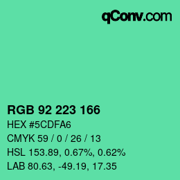 Color code: RGB 92 223 166 | qconv.com