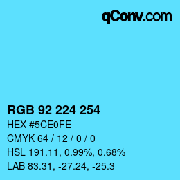 Color code: RGB 92 224 254 | qconv.com