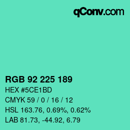 Color code: RGB 92 225 189 | qconv.com