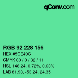 カラーコード: RGB 92 228 156 | qconv.com