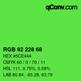 颜色代码: RGB 92 228 68 | qconv.com
