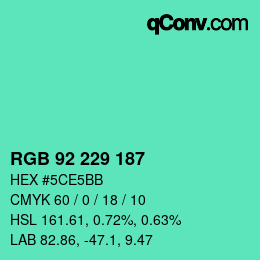 Color code: RGB 92 229 187 | qconv.com