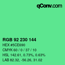 颜色代码: RGB 92 230 144 | qconv.com