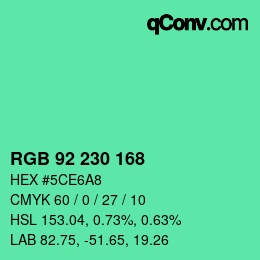 颜色代码: RGB 92 230 168 | qconv.com