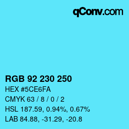 Color code: RGB 92 230 250 | qconv.com