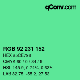 Color code: RGB 92 231 152 | qconv.com