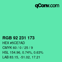 Color code: RGB 92 231 173 | qconv.com