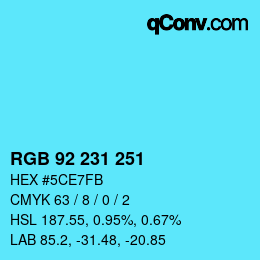 Color code: RGB 92 231 251 | qconv.com