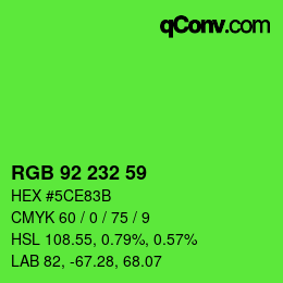 颜色代码: RGB 92 232 59 | qconv.com