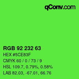 カラーコード: RGB 92 232 63 | qconv.com