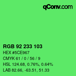 Color code: RGB 92 233 103 | qconv.com